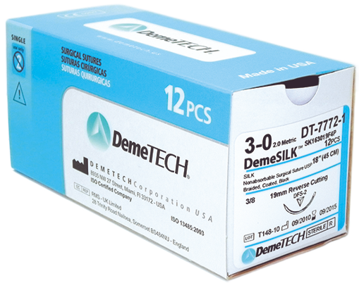 Imagen de AGUJA CON HILO DE SUTURA 3-0 DEMETECH
