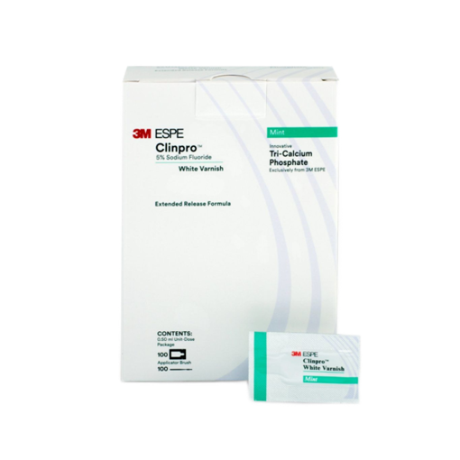Imagen de 3M™ Clinpro™ White Varnish con Fluoruro de Sodio al 5%, 100 sobres sabor menta,